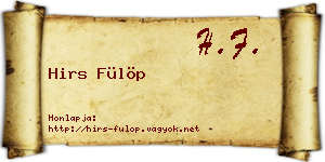 Hirs Fülöp névjegykártya